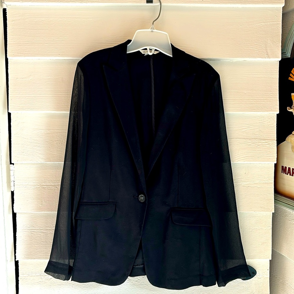 CABI size 6 black blazer with sheer arms